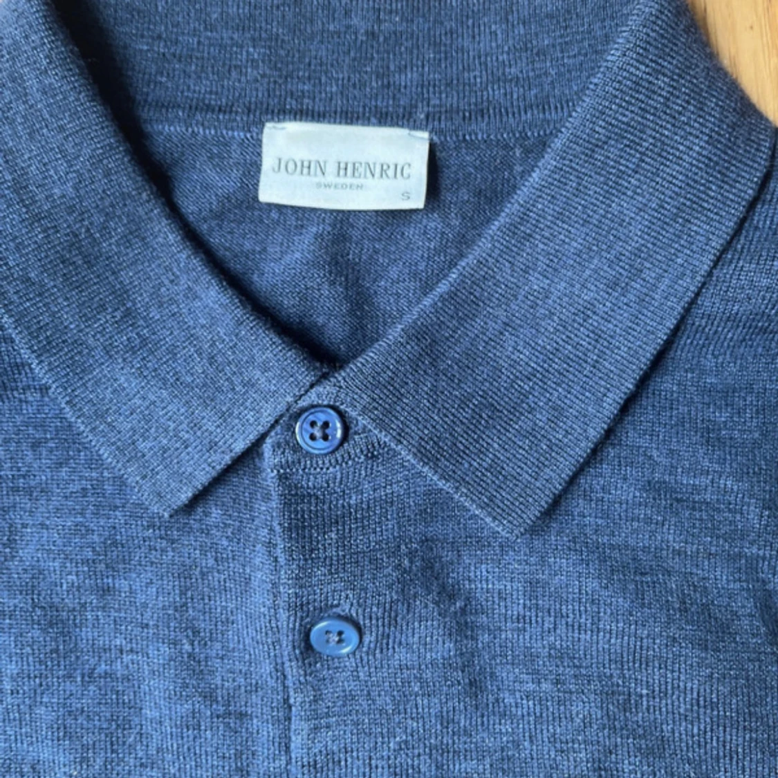 Blå merinoull pikétröja John Henric - 1