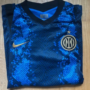Inter Milan tröja - Snygg Inter Milan fotbollströja från Nike med blått och svart ormliknande mönster från säsongen 2021/2022. Tröjan är i väldigt bra skick och använd enstaka gånger. 9/10. Skriv gärna vid frågor👍