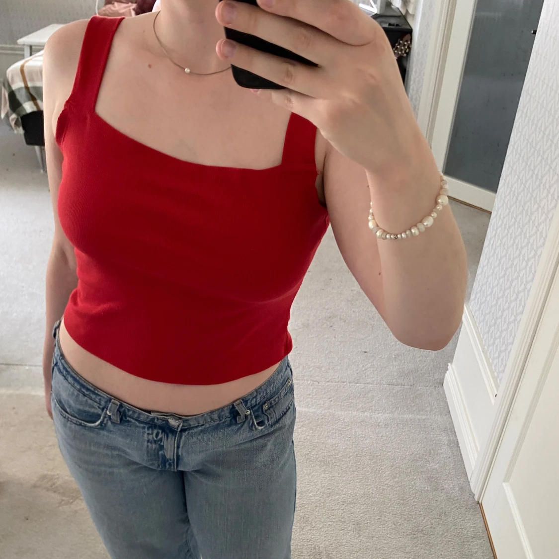 Röd ribbad linnetopp  - 1