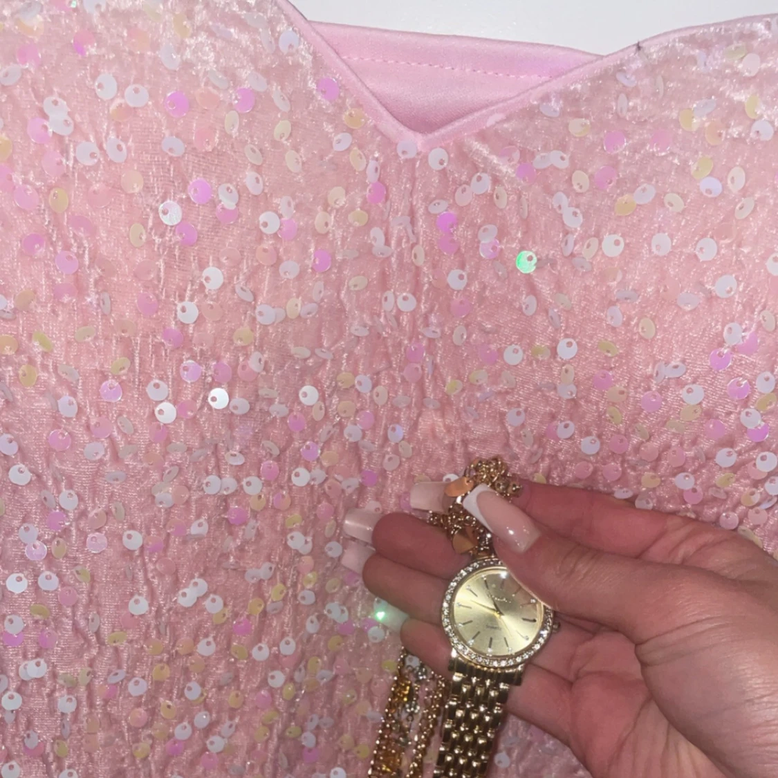 Rosa glittrig bal/festklänning - 4