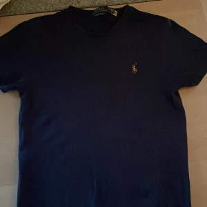 Mörkblå t-shirt från Polo Ralph Lauren - Säljer en mörkblå t-shirt från Polo Ralph Lauren med klassisk passform och liten broderad logga på bröstet. T-shirten är i bomull och har korta ärmar. Säljer då jag växt ur den. Den är knappt använd. Nypris: cirka 900 || mitt pris: 399