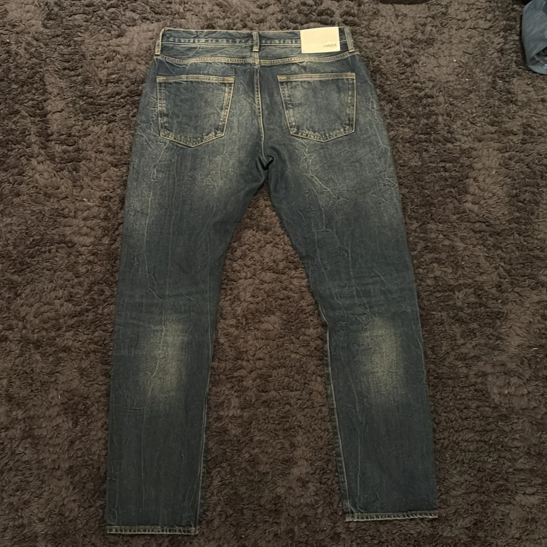 Ovadia jeans straight taper blå patchad - 1