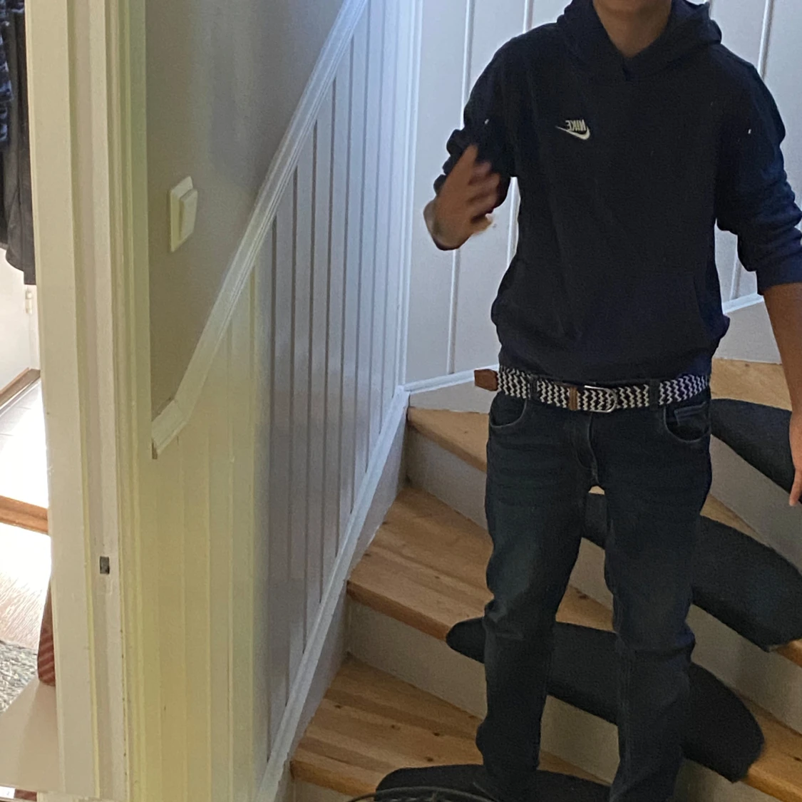 Mörkblå Nike hoodie med huva - 2