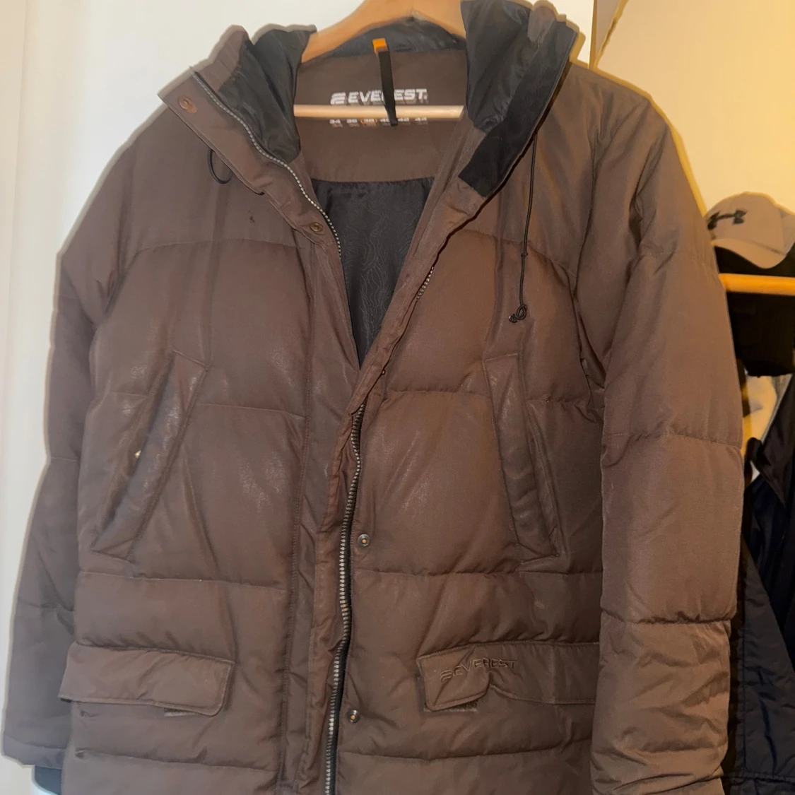 Brun dunjacka från Everest med huva