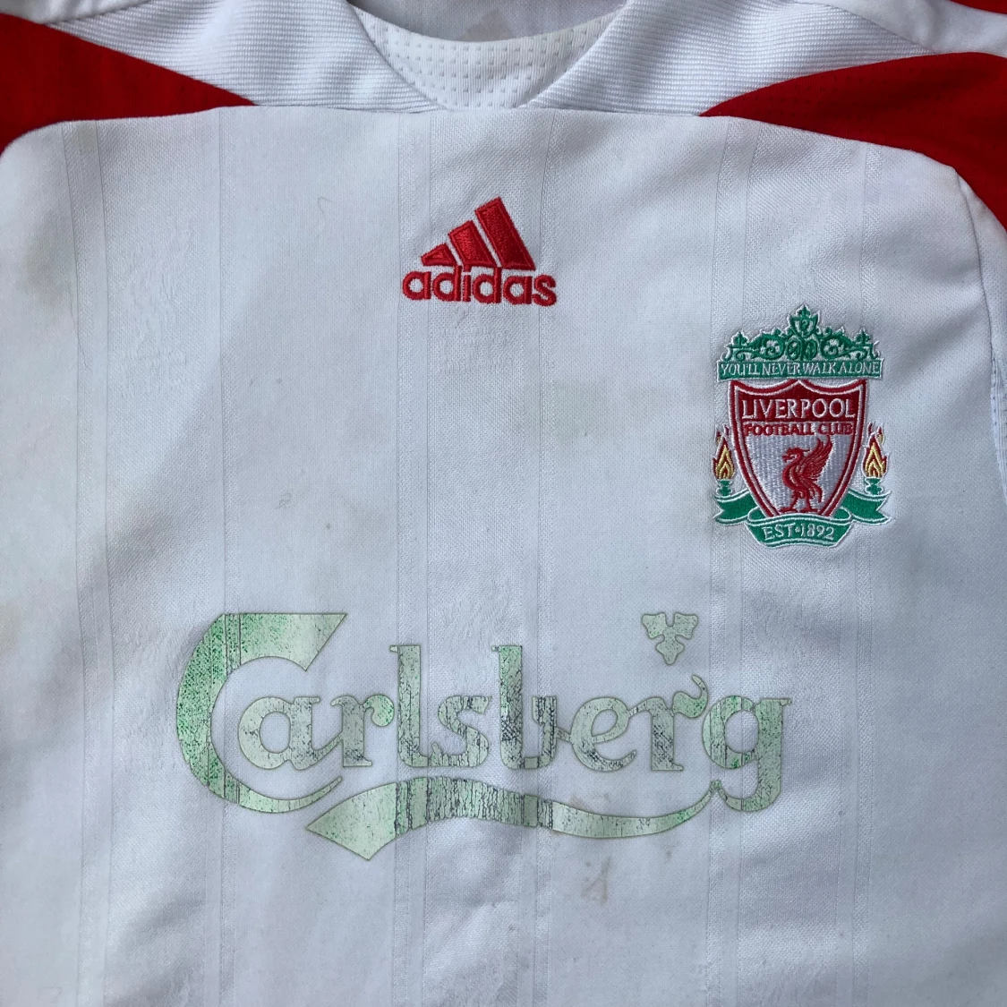 Liverpool bortatröja Adidas vit/röd - 1