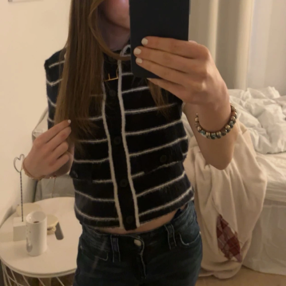 Svartvit randig kofta - 2