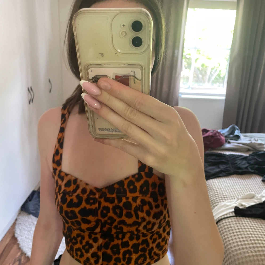 Leopardmönstrad croppad topp