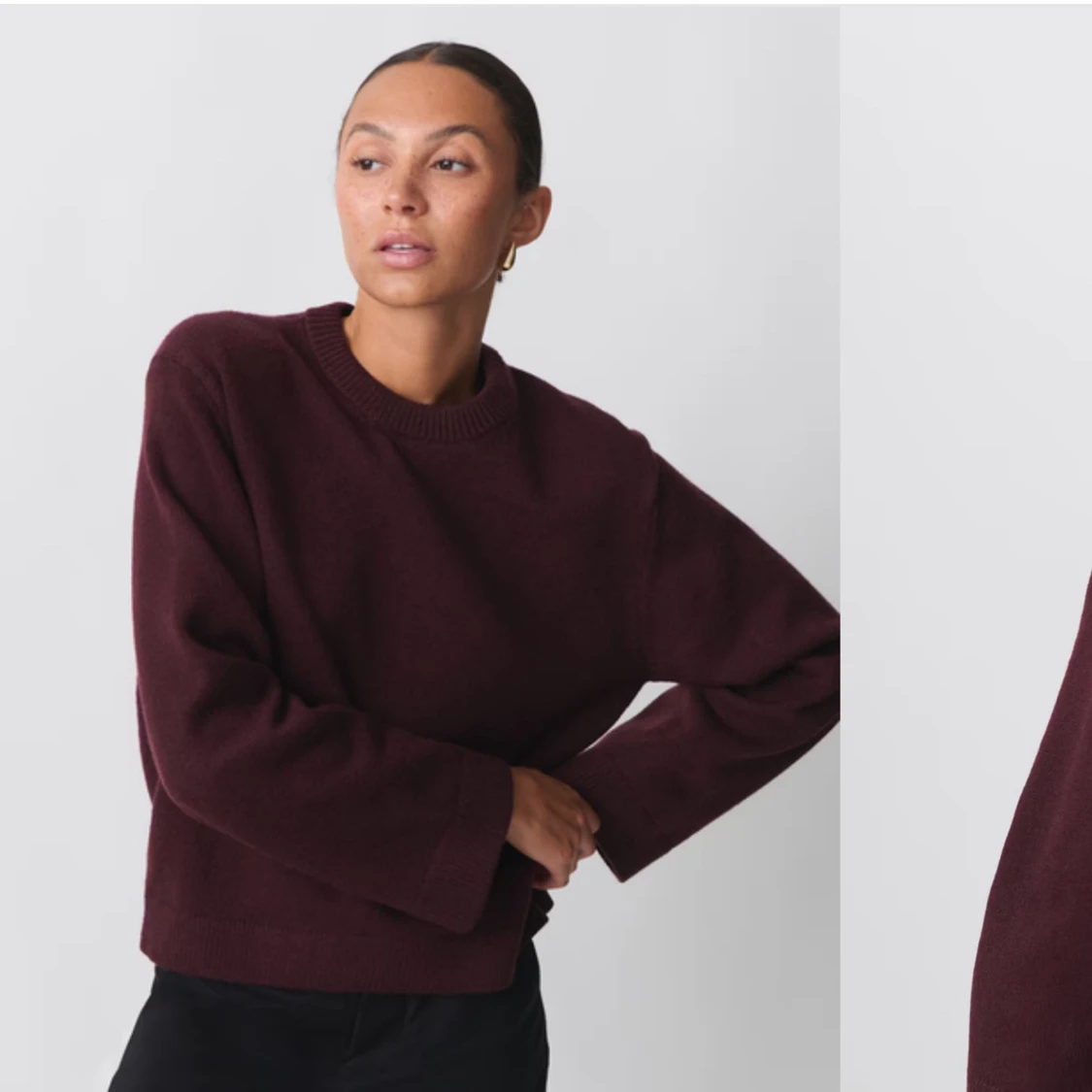 Vinröd stickad tröja - 1