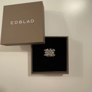 Silverring med blommönster från Edblad - Säljer den trendiga silverfärgade ringen från Edblad. Ringen är i väldigt bra skick och säljer den eftersom jag inte andvänder silver längre!