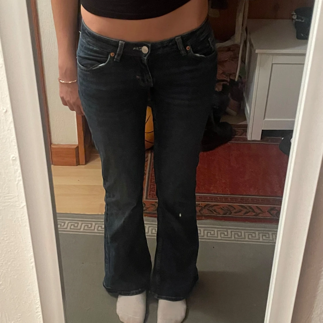 Mörkblå bootcut jeans  - 2