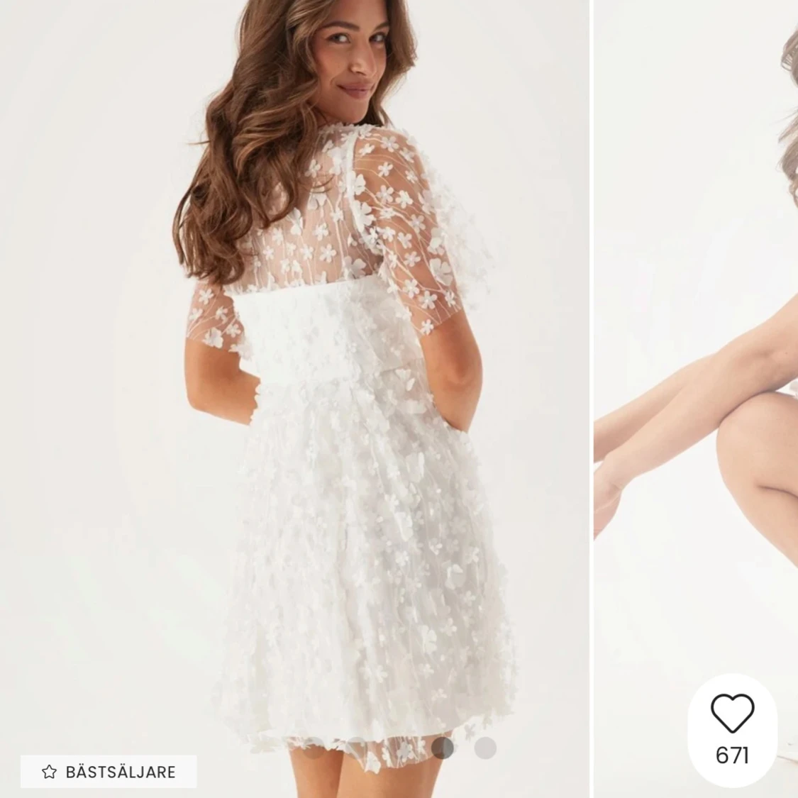 Vit blommig klänning  - 2