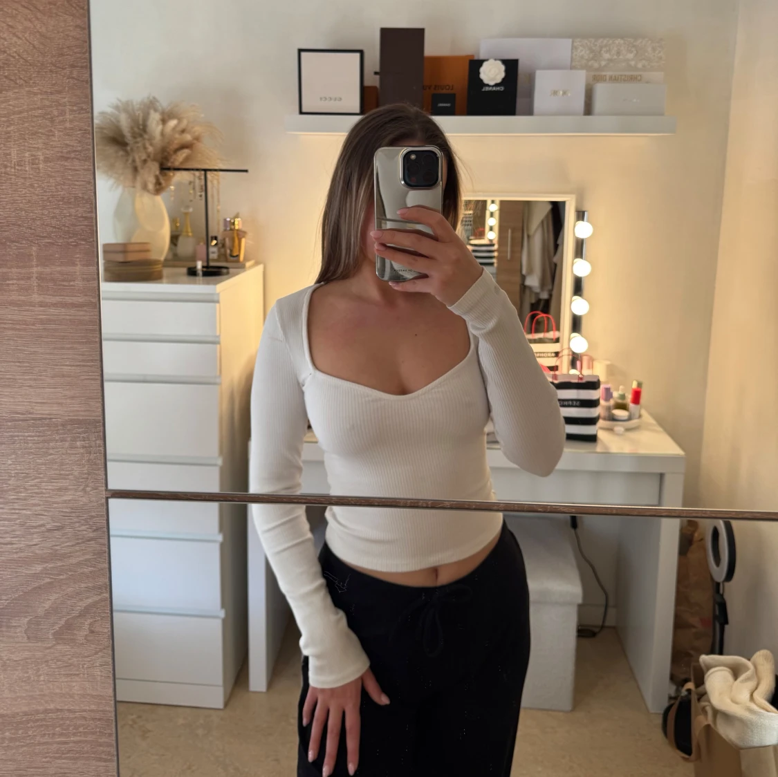 Vit ribbad  topp - 1