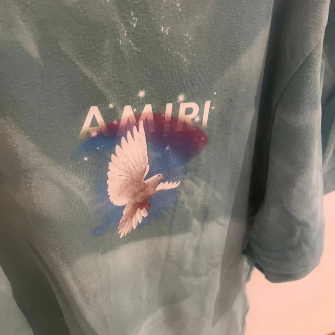 Grön AMIRI t-shirt med duva och tryck - 1