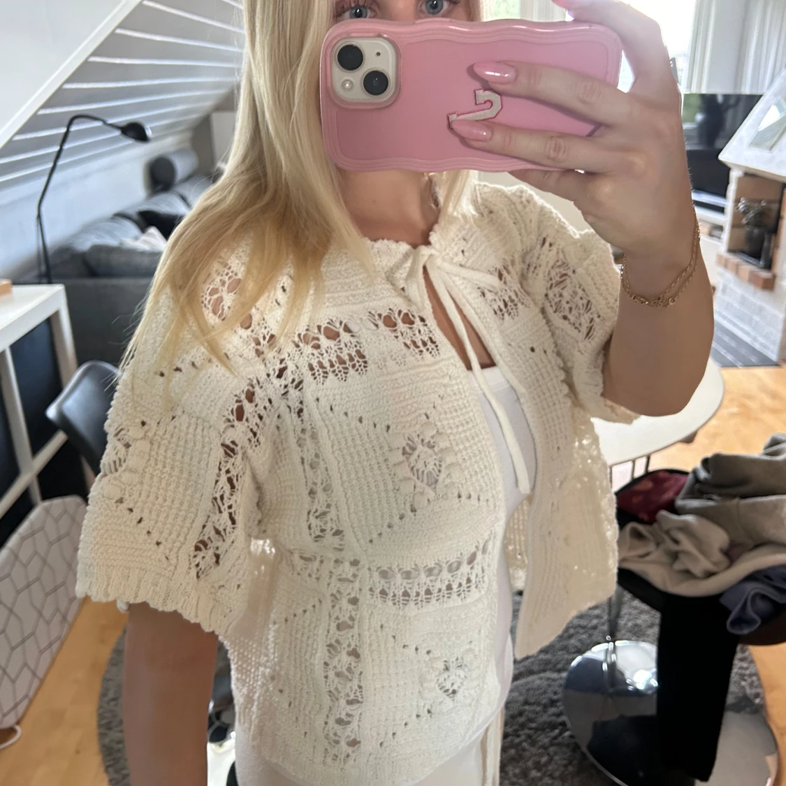 Vit stickad kofta från Zara - 3