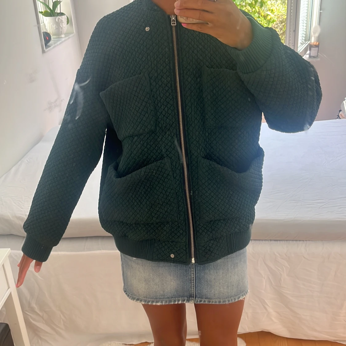 Mörkgrön quiltad bomberjacka - 3