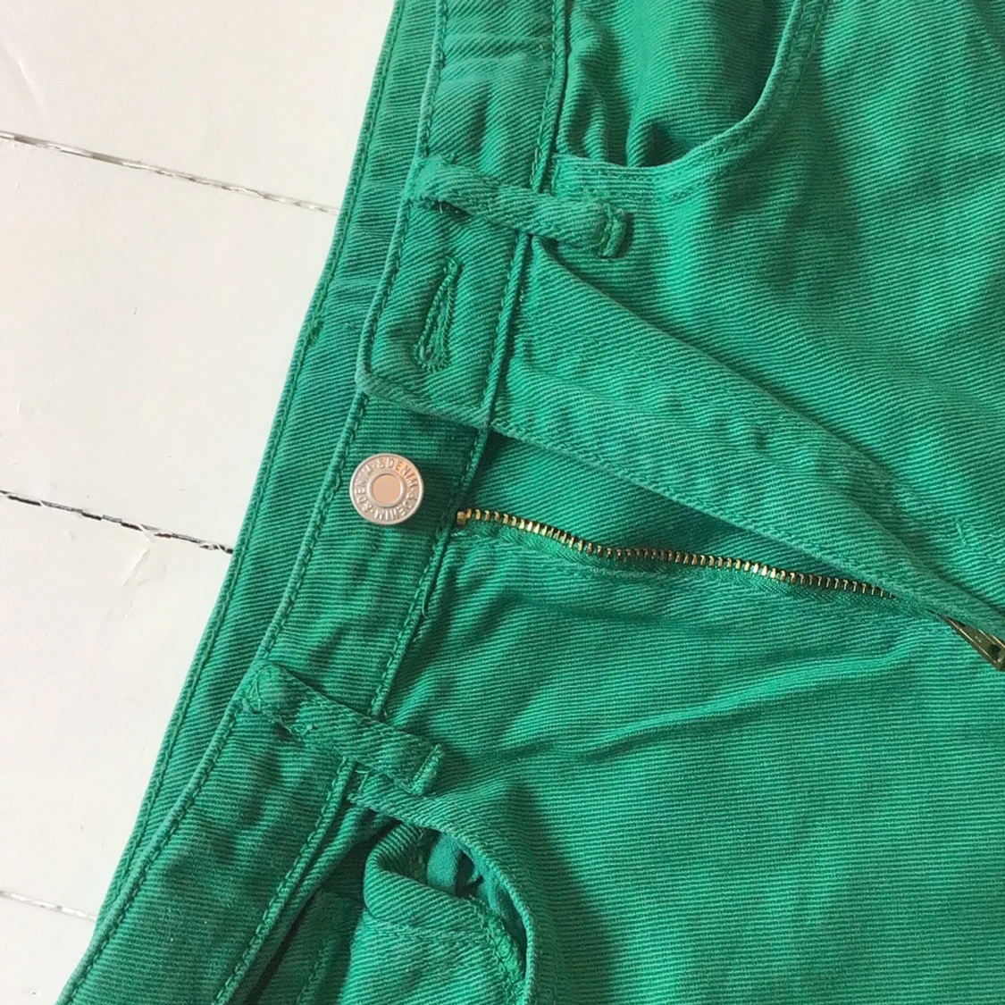 Gröna vida byxor med slits - 4