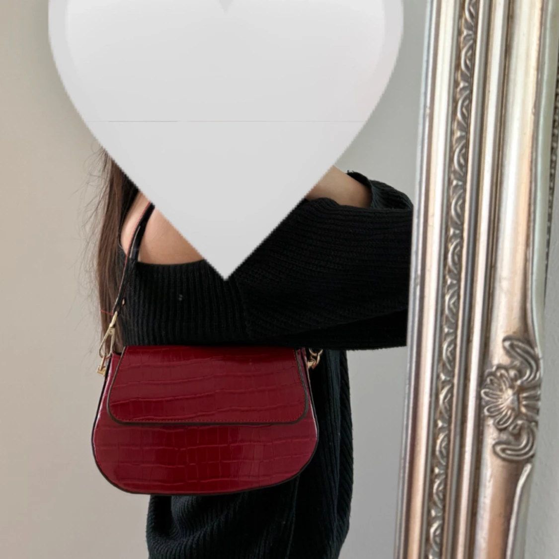 Röd axelväska i skinn - 3