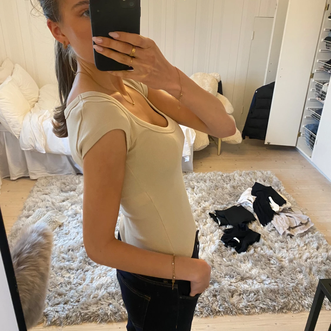 Beige ribbad topp/tshirt Zara Small - 2