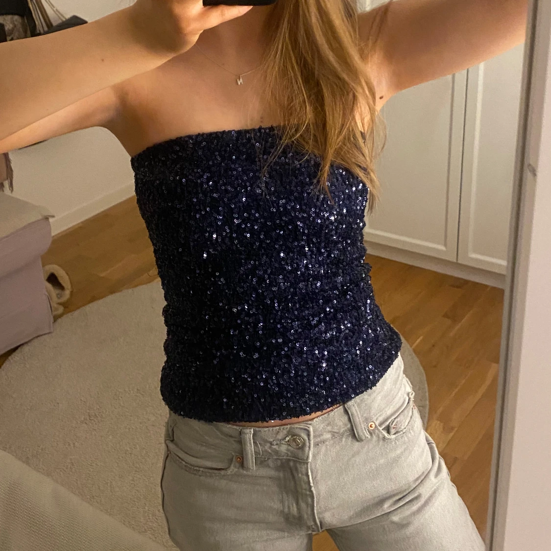 Mörkblå paljett-tubtopp - 1