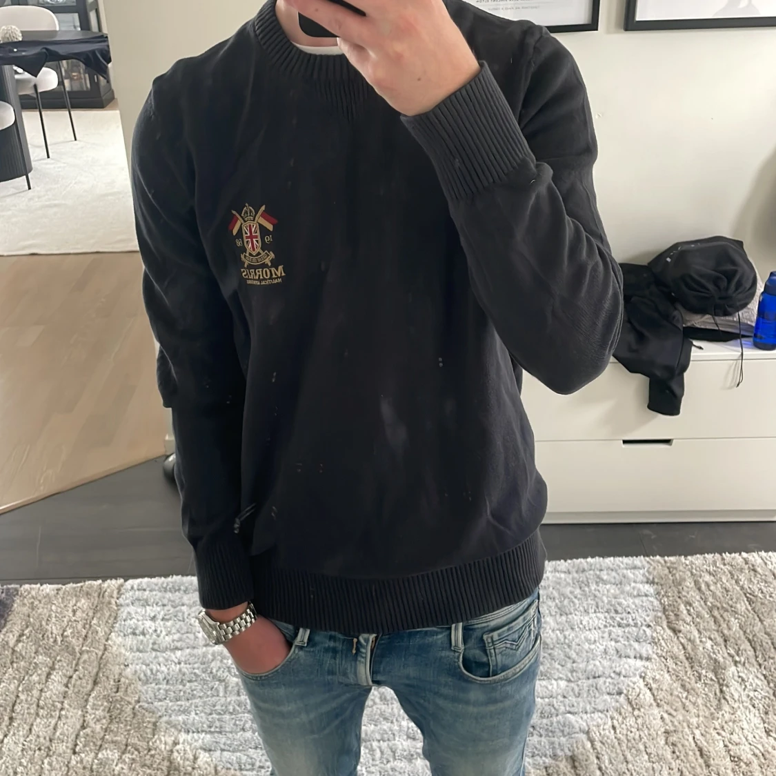 Svart stickad tröja från Morris