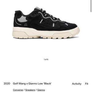Golf Wang x Gianno Low 'Black' - Snygga Golf Wang x Gianno Low sneakers i svart med vit sula. Skorna har en unik design med vågiga linjer och rutiga detaljer på hälen. Perfekta för dig som vill ha något annorlunda i garderoben.