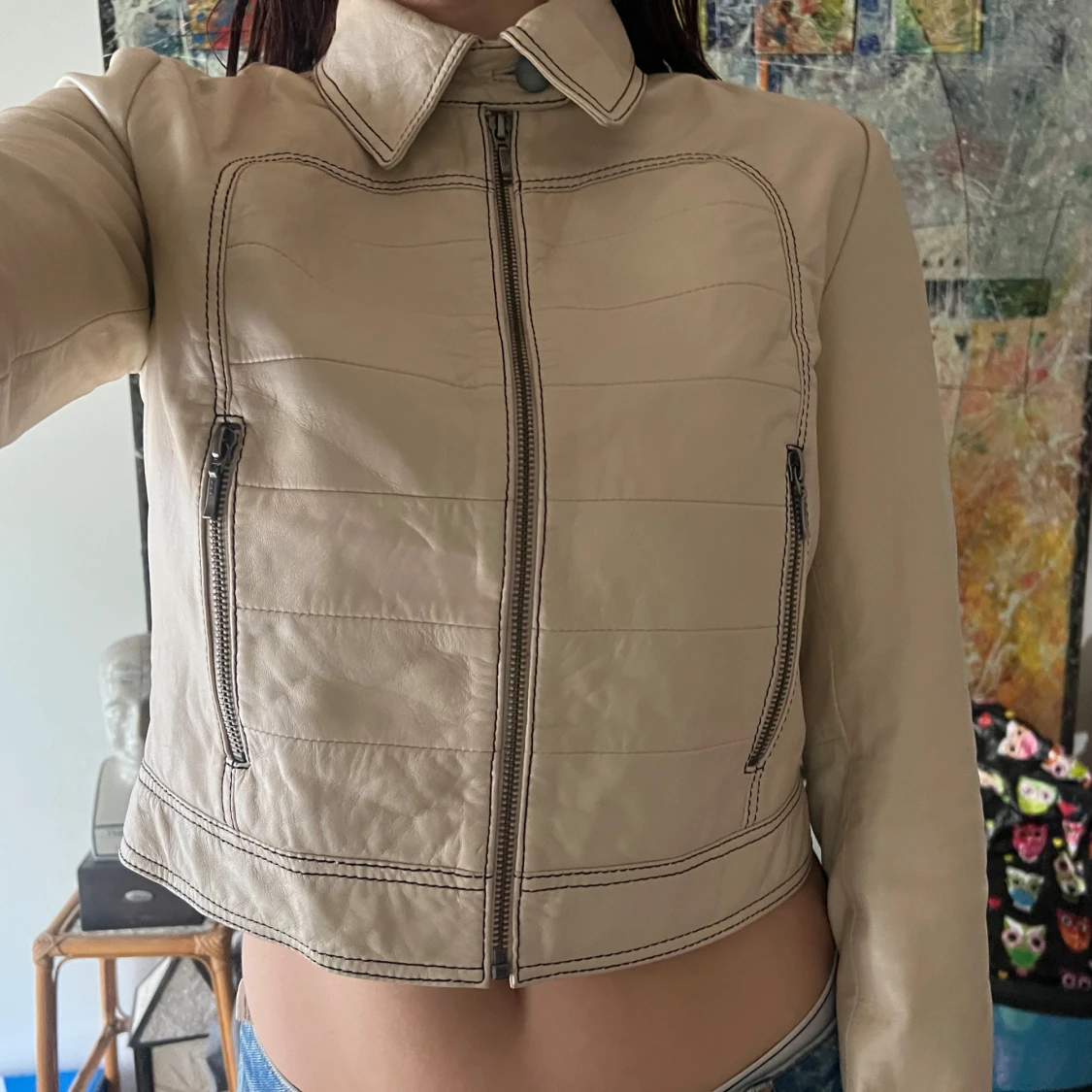 Beige skinnjacka från Belle