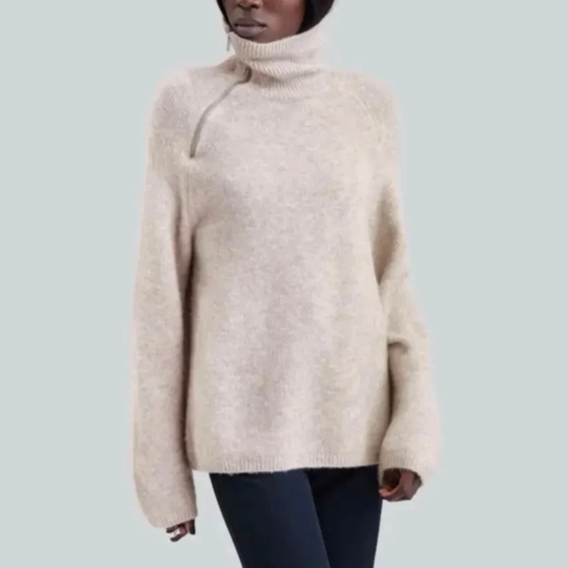 Mörkblå polotröja med dragkedja