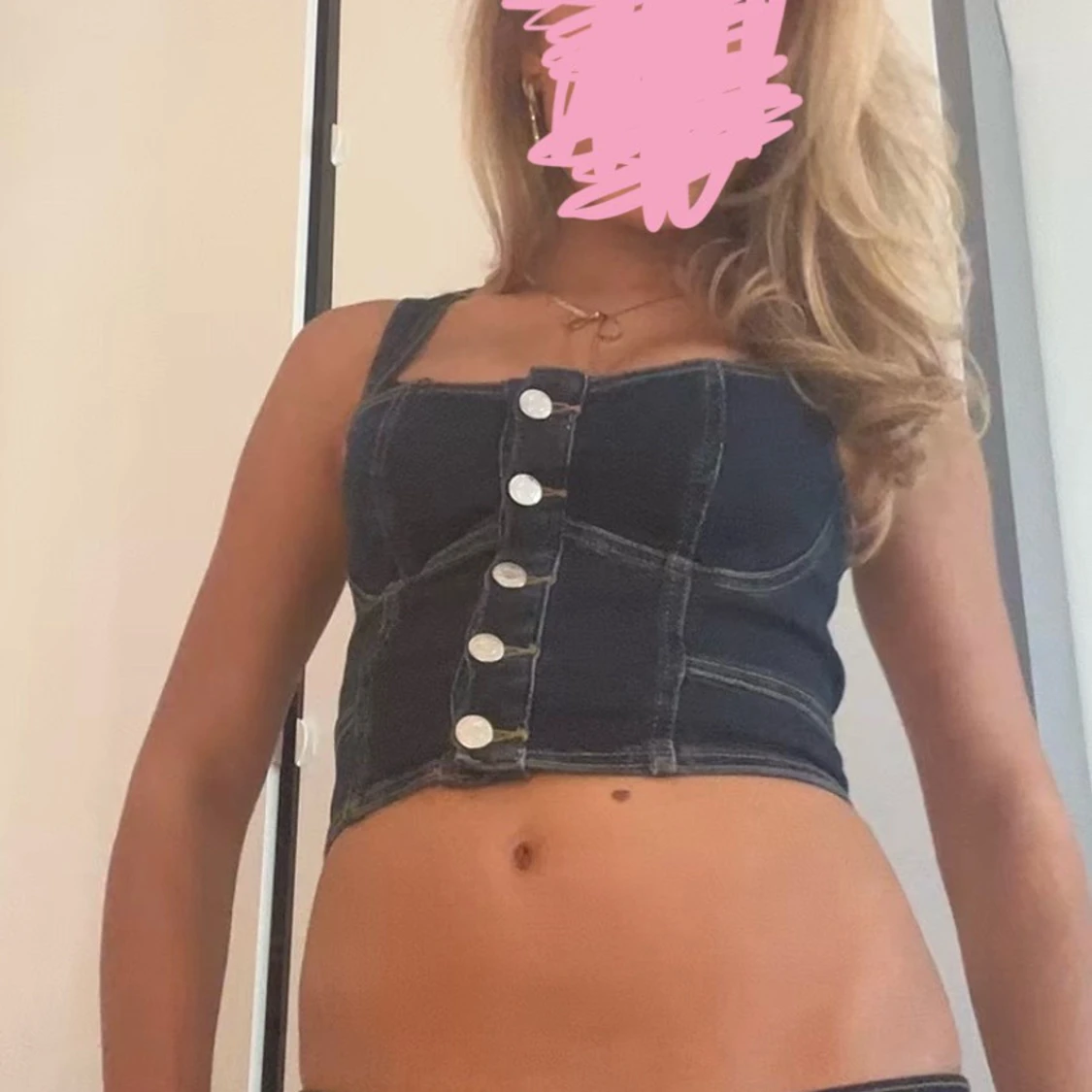 Mörkblå jeanskorsett från Amisu XS