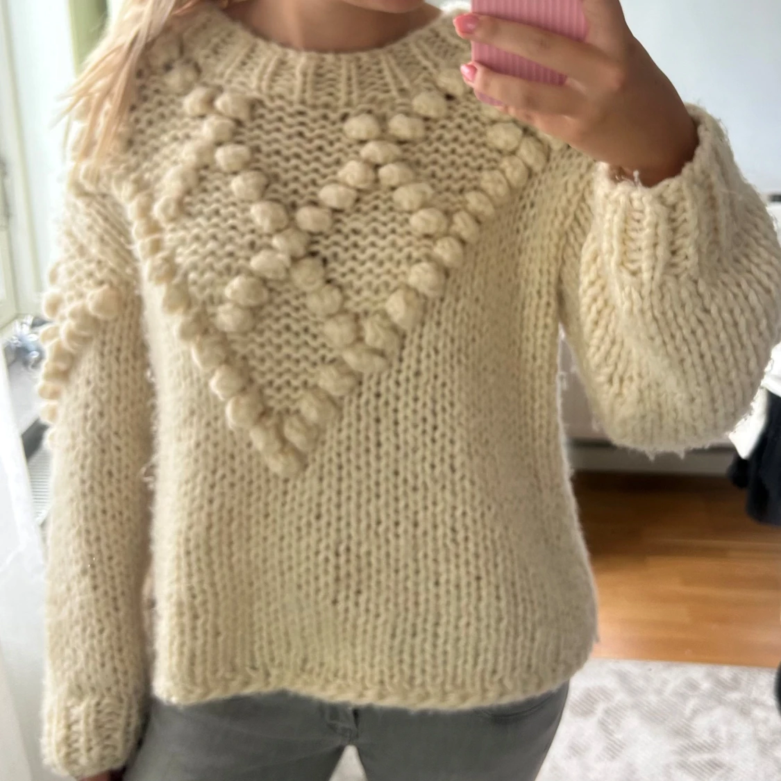 Beige chunky stickad tröja