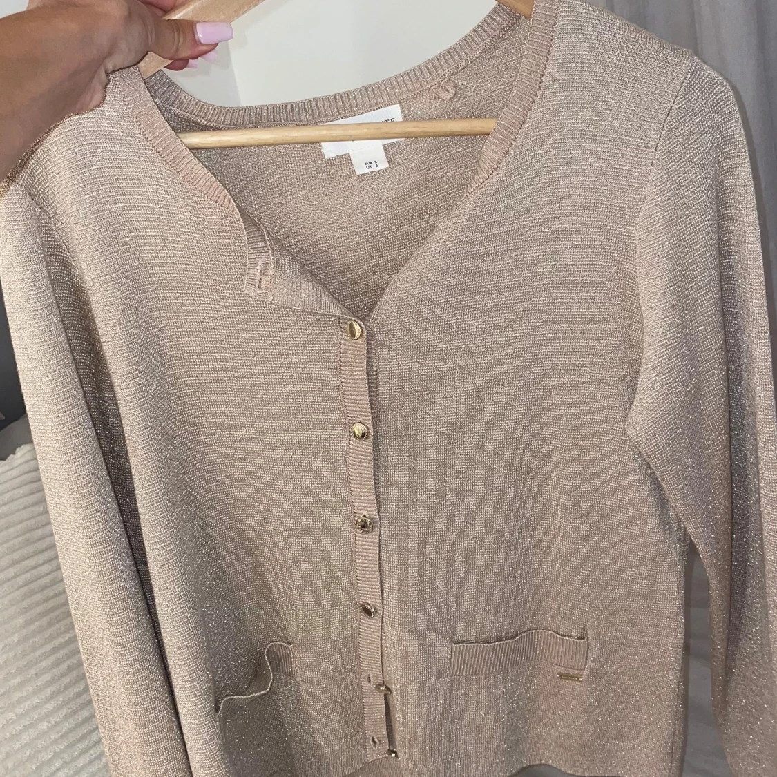 Beige glittrig kofta  - 1