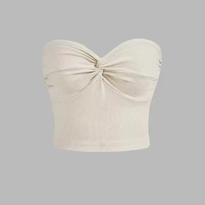 Beige  tubtopp -  beige bandeau topp med knut. 