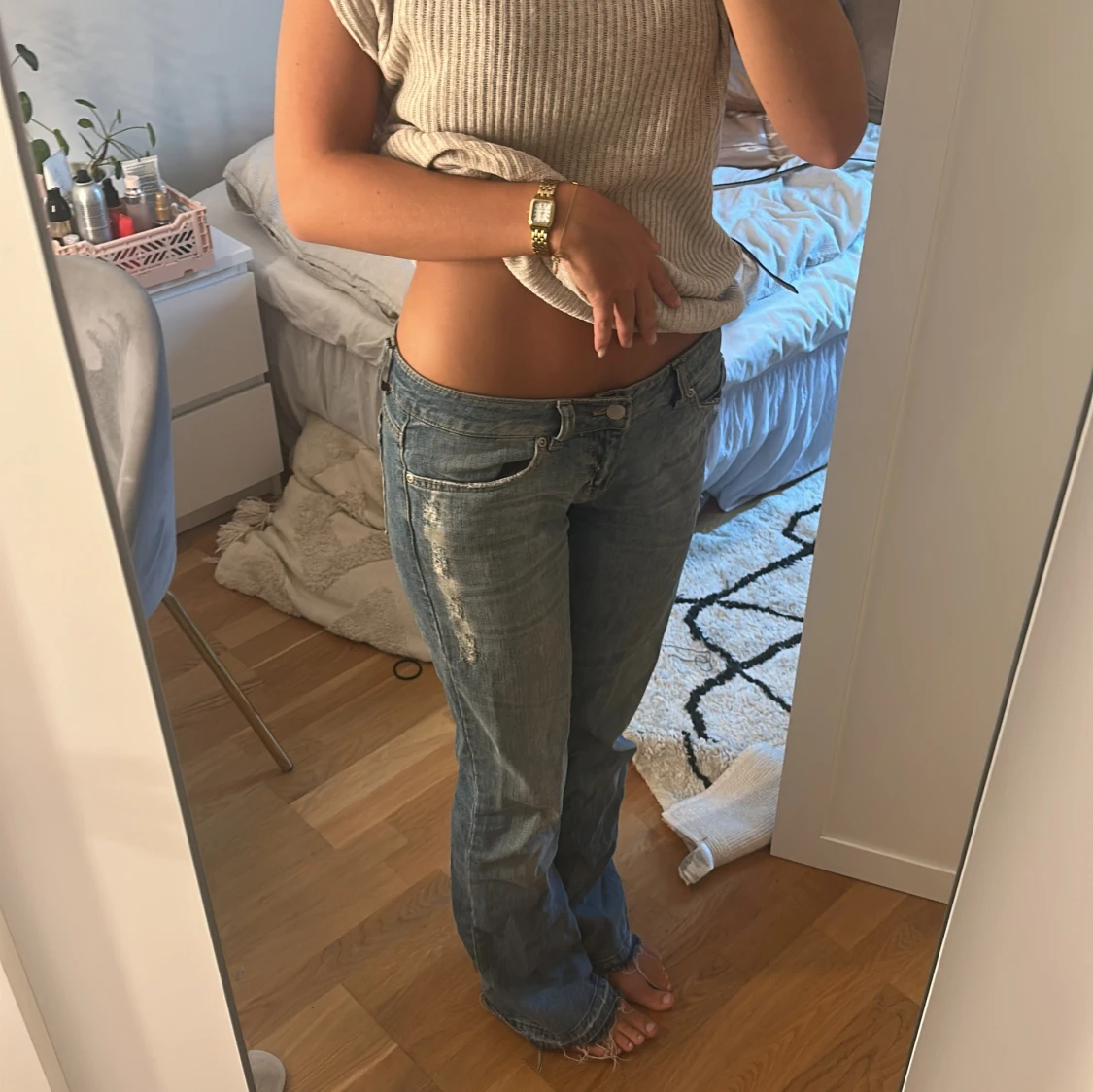 Lågmidjade bootcut jeans blå - 1