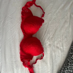 Röd spetsig BH - Säljer en helt ny röd bh i storlek 80c.