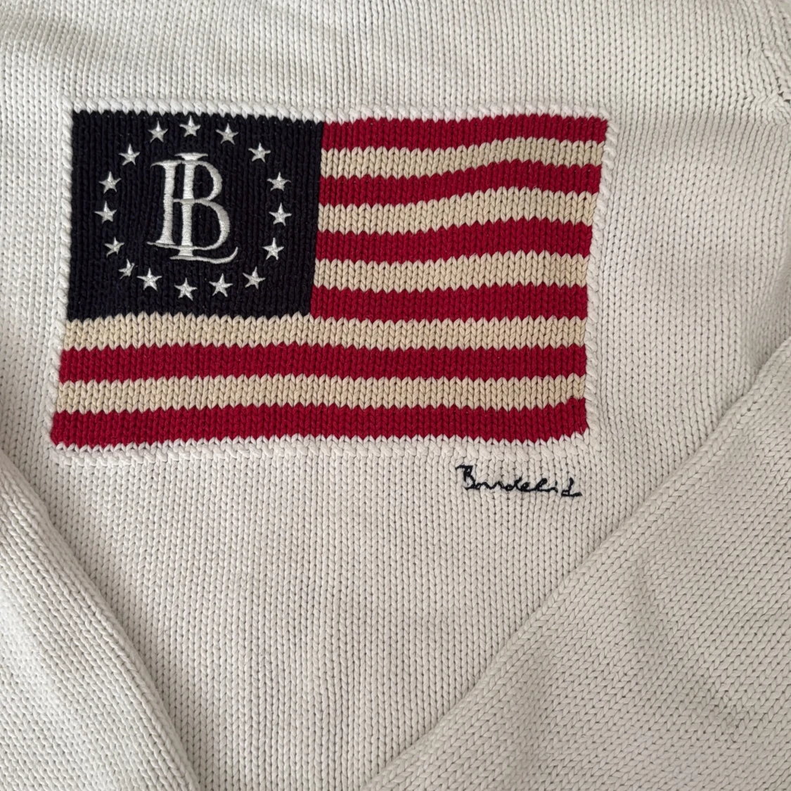 Vit stickad tröja med amerikansk flagga från Bondelid 💕 - 1