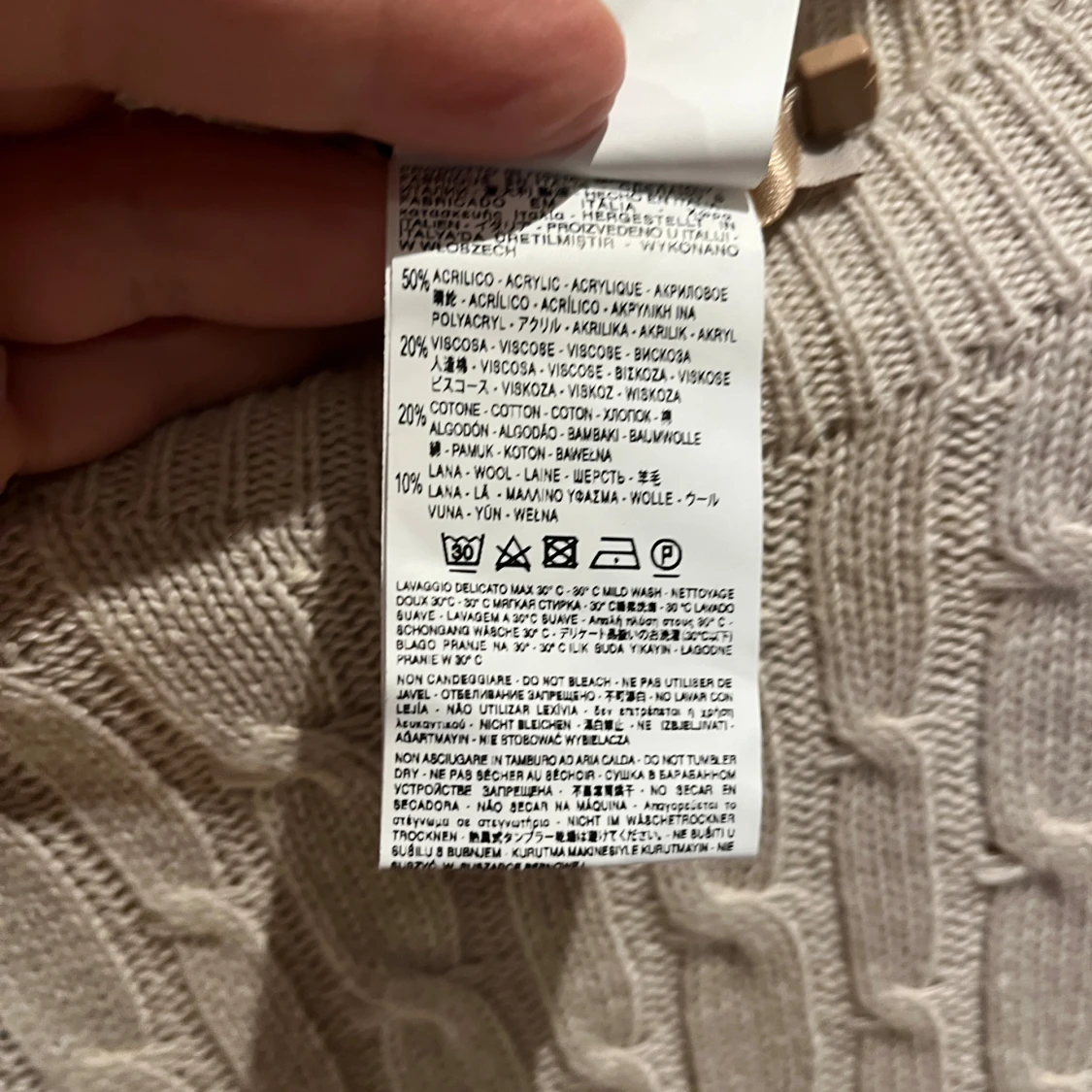 Beige stickad tröja med rosett - 3