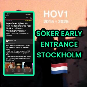 SÖKER HOV1 BILJETT STOCKHOLM - Jag kommer från Nederländerna, och fick tyvärr ingen biljett när dom släpptes. Snälla kontakta mig om du har en early entrance biljett❤️❤️❤️