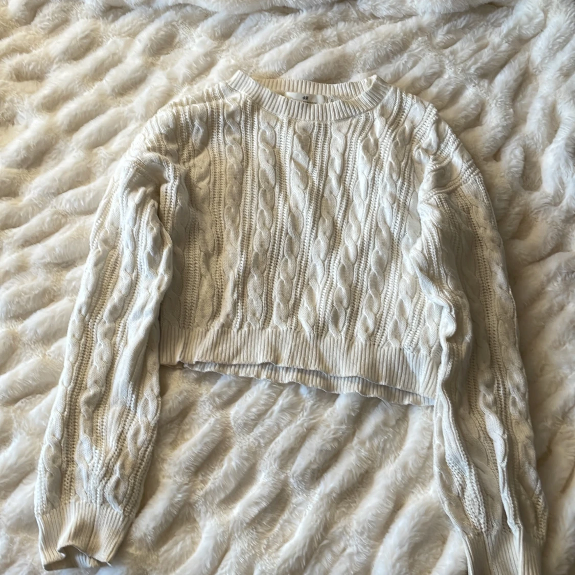 Vit stickad tröja från H&M