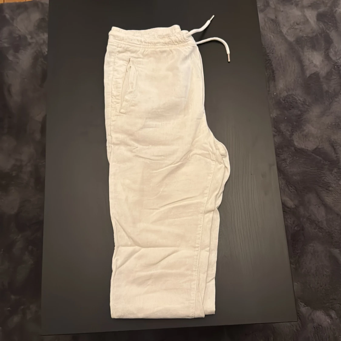 Vita linnebyxor från solid  - 90