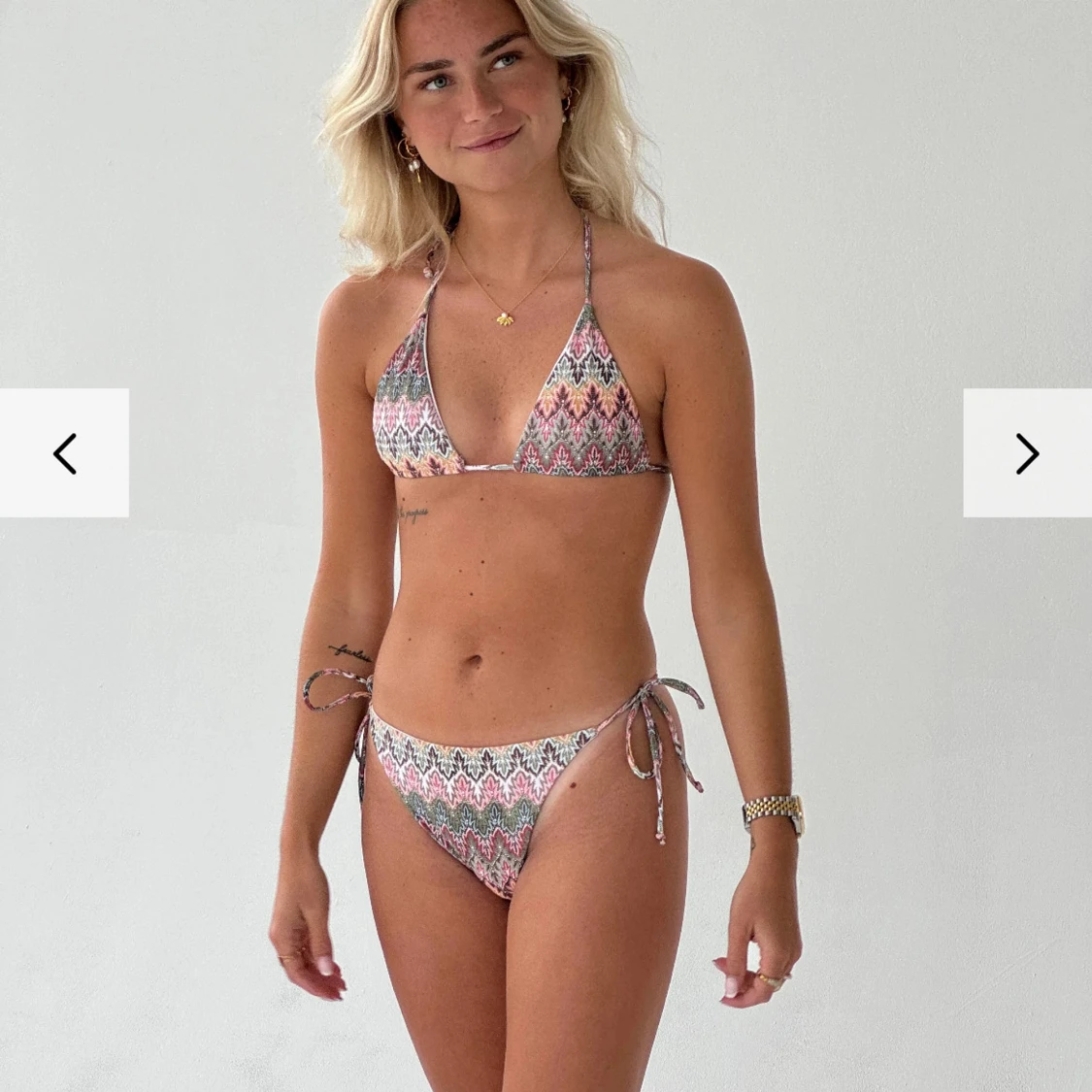 Mönstrad bikini med knytband - 1