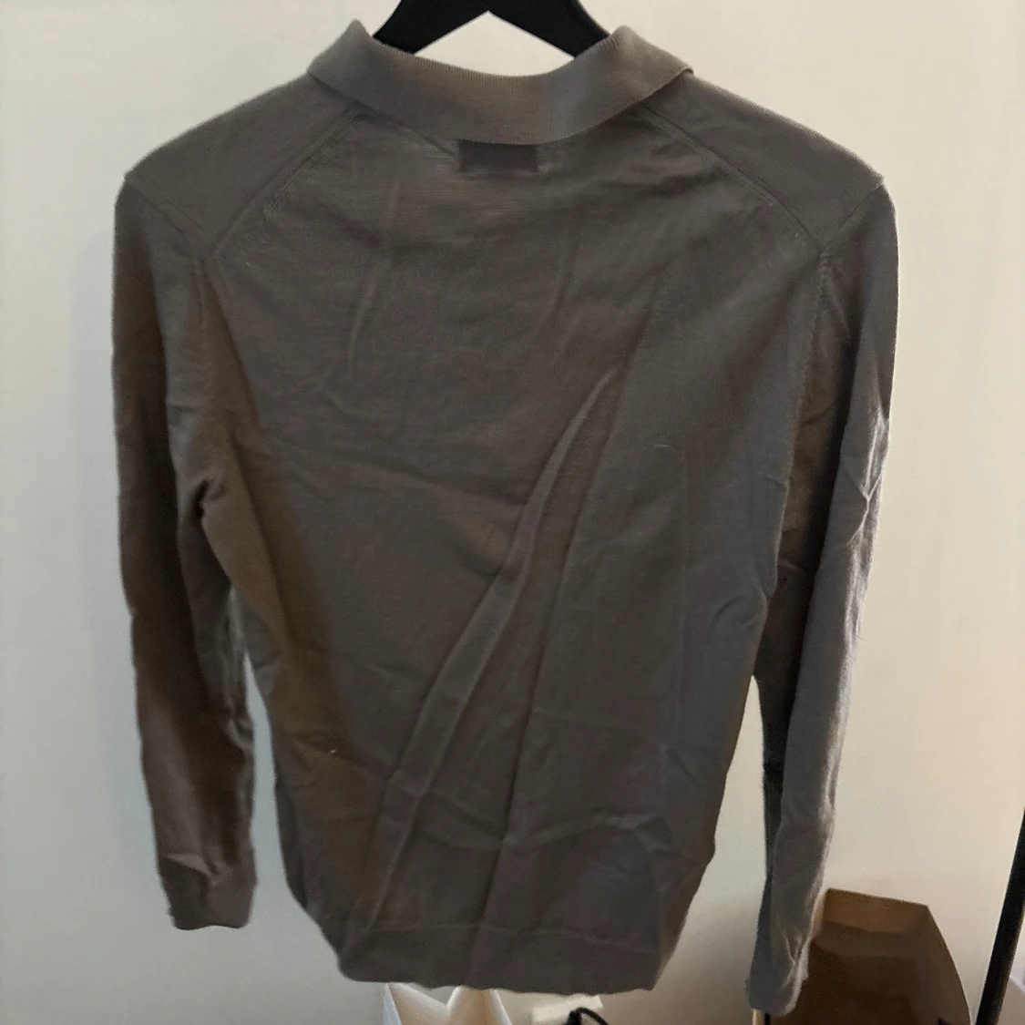 Grå/grön långärmad pikétröja från H&M - 1