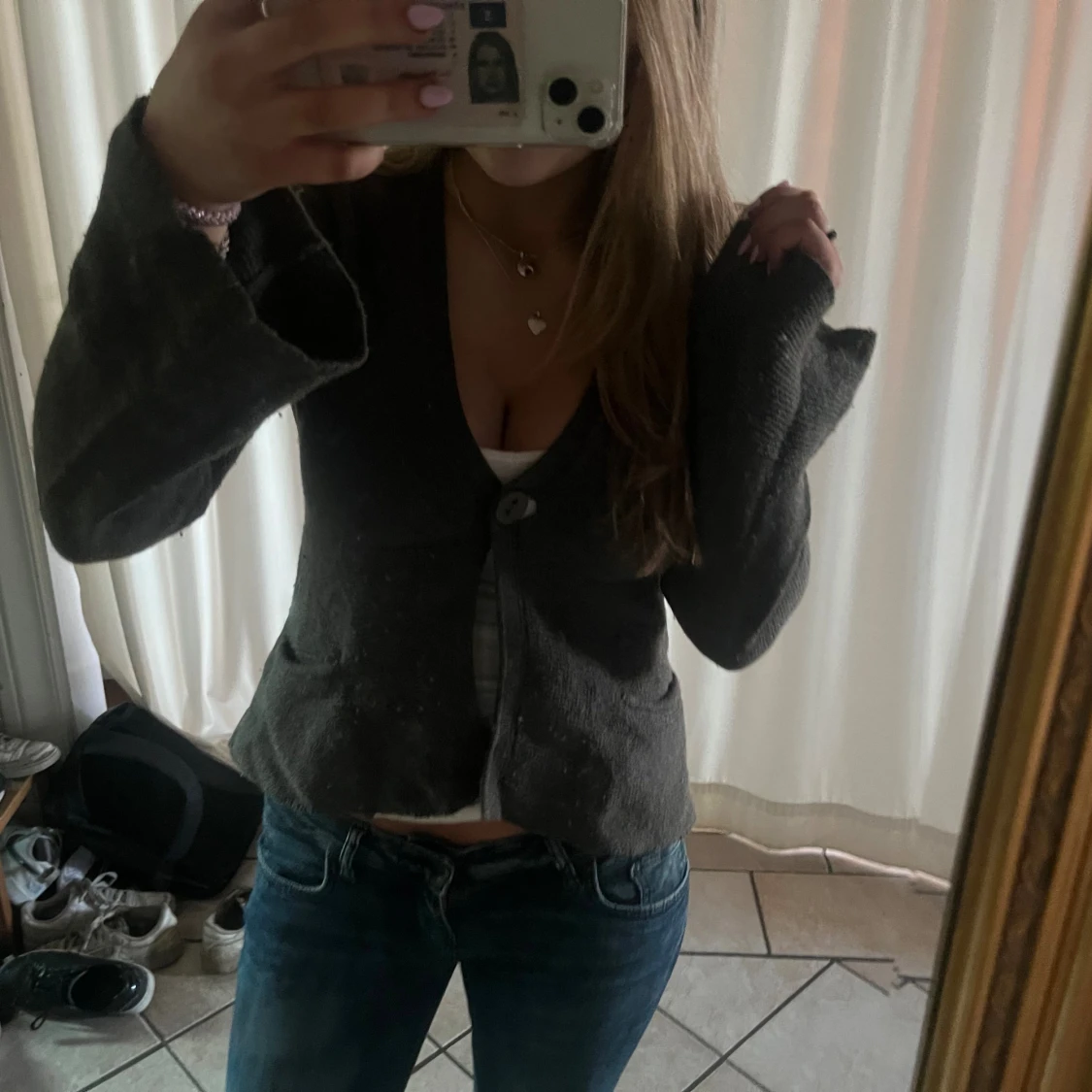 Mörkgrå stickad kofta från Part Two - 2