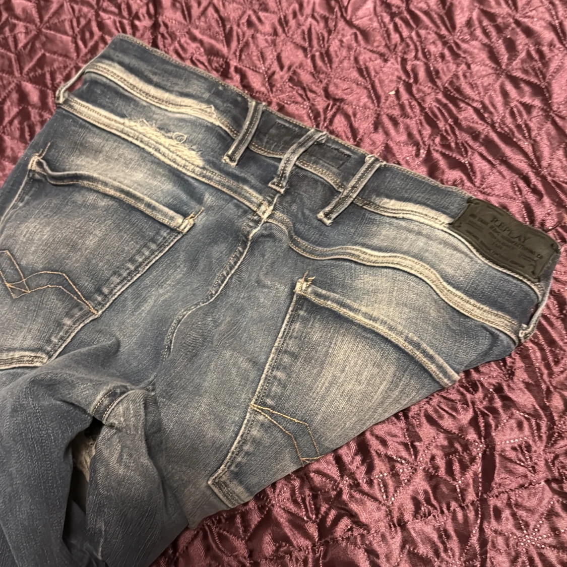 Blå Replay Anbass jeans med slitningar - 3