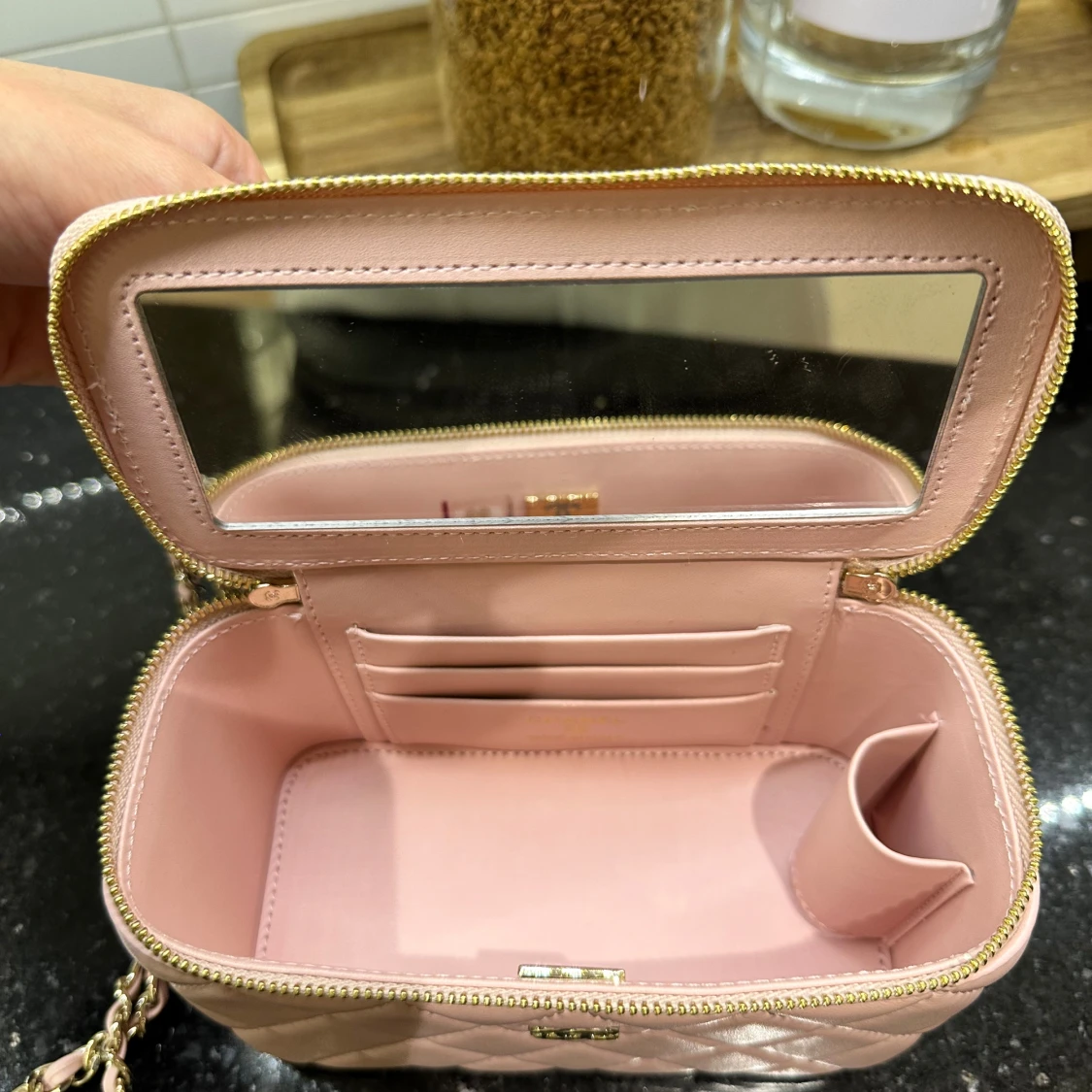 Rosa quiltad handväska - 3