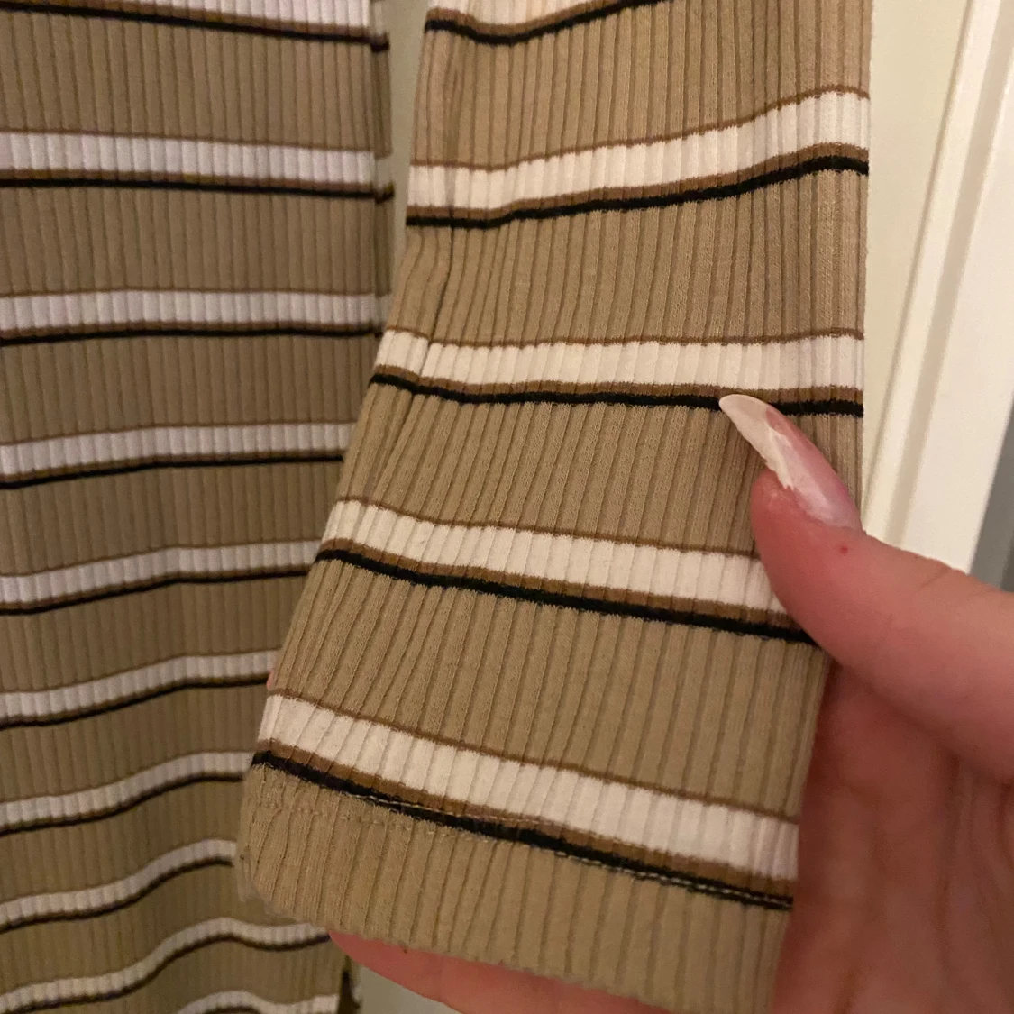 Beige och vit randig långklänning 157 - 3