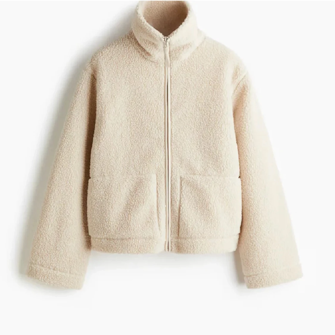 Beige teddyjacka med dragkedja - 1