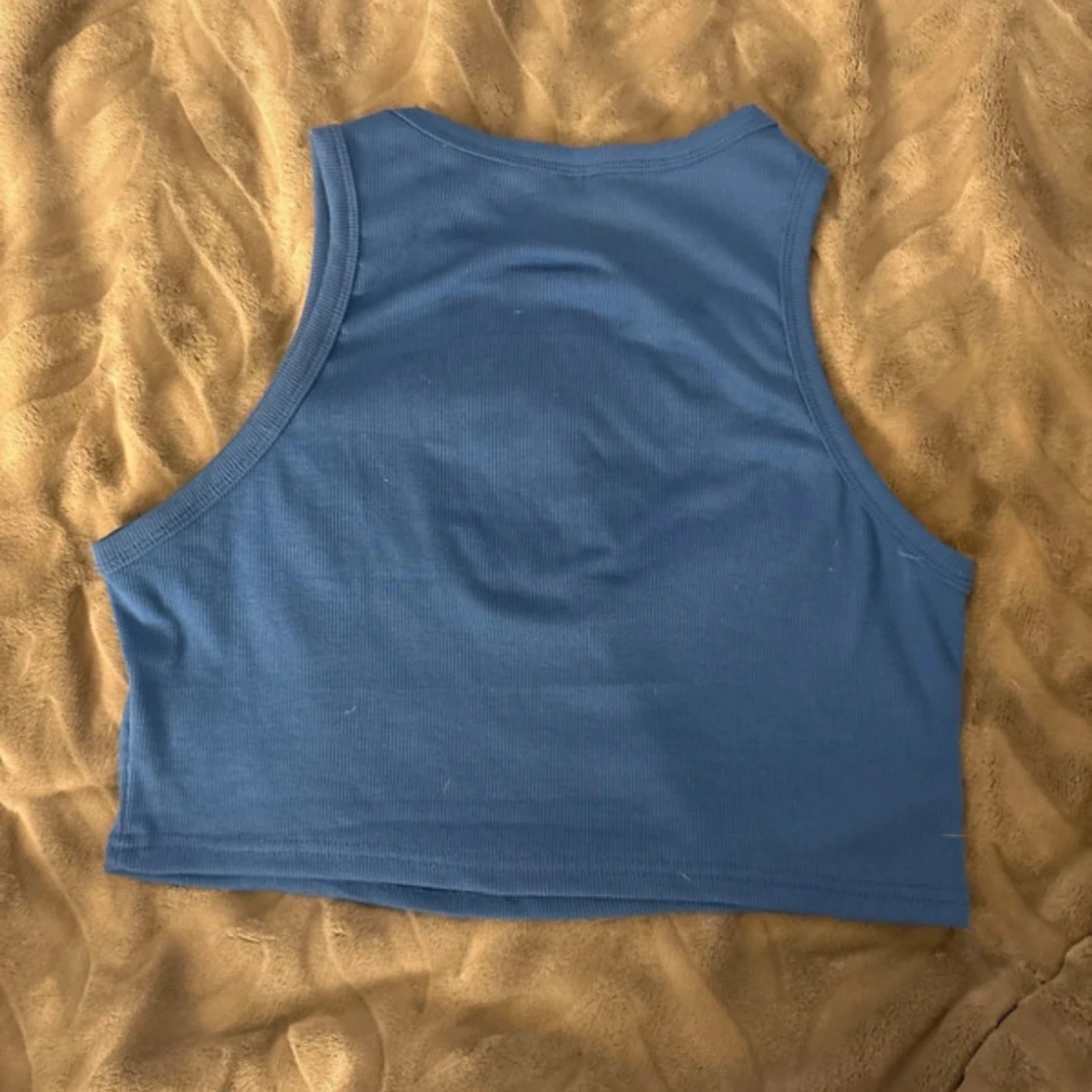 Blå croppad linnetopp  - 1