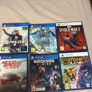PlayStation 4 & 5 Spel - Säljer  6 PlayStation-spel: FIFA 23, Horizon Forbidden West, Need for Speed Payback såld , Watch Dogs Legion (PS4) samt Spider-Man 2 och Ratchet & Clank Rift Apart (PS5). Alla fodral och skivor i fint skick, inga synliga skador. Perfekt för både sport-, äventyr- och bilspelsfantaster. Alla har olika priser annars paket pris finns hör av dig 