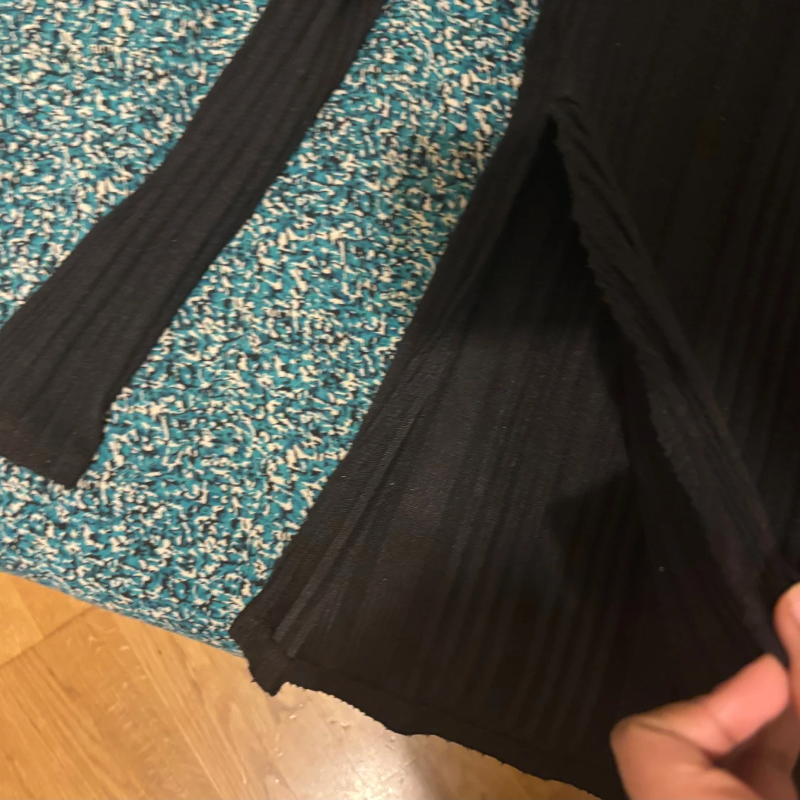 Svart ribbad långärmad topp Shein - 3