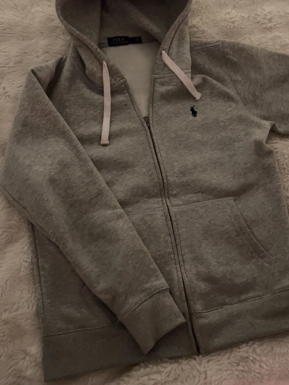 Grå ralphlauren zip hoodie