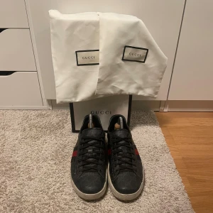 Gucci ace - Säljer nu Gucci ace för ett bra pris men priset är ej hugget i sten. Det går att prata om priset. Dustbag, skor och låda följs med. Under sulan är lite sliten som ni ser på bild.